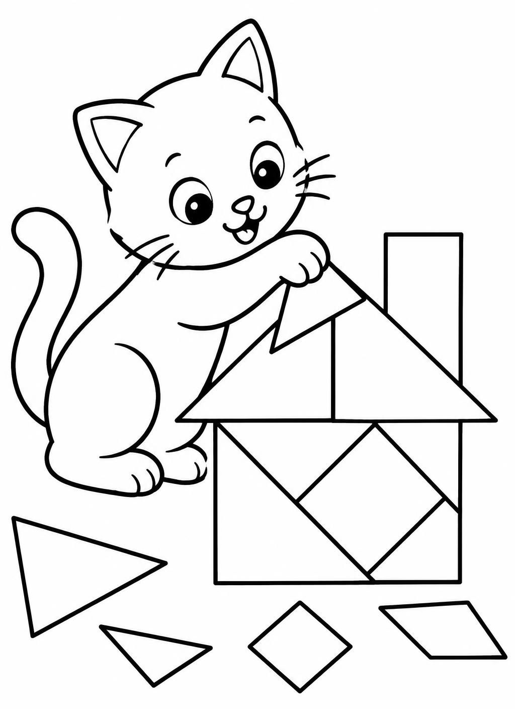 Målarbilder: Tangramkatten