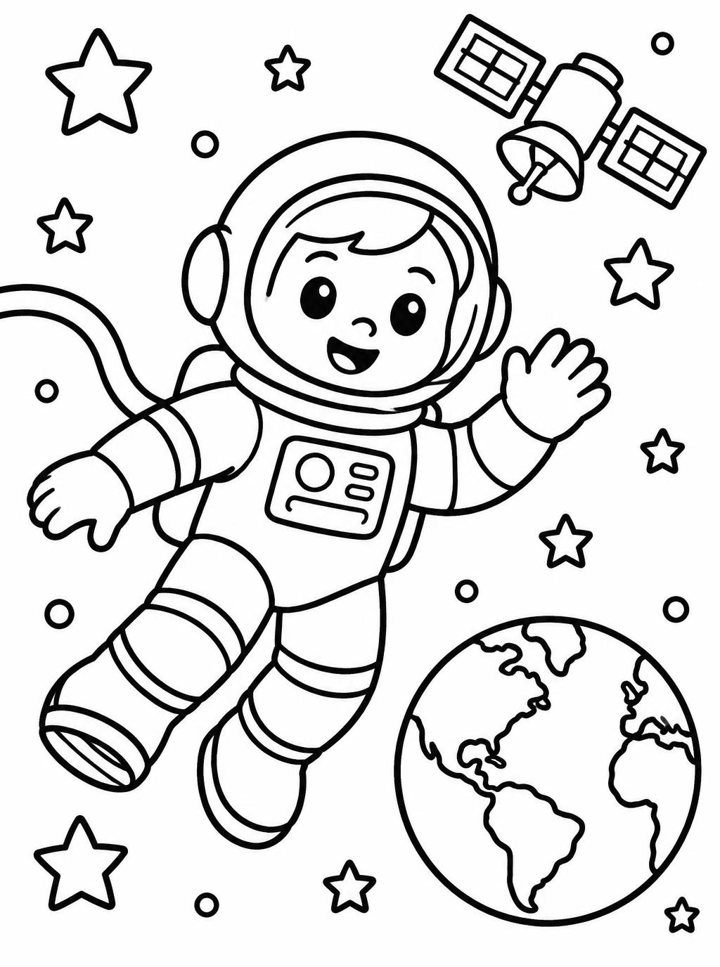 Målarbilder: Astronaut i rymden